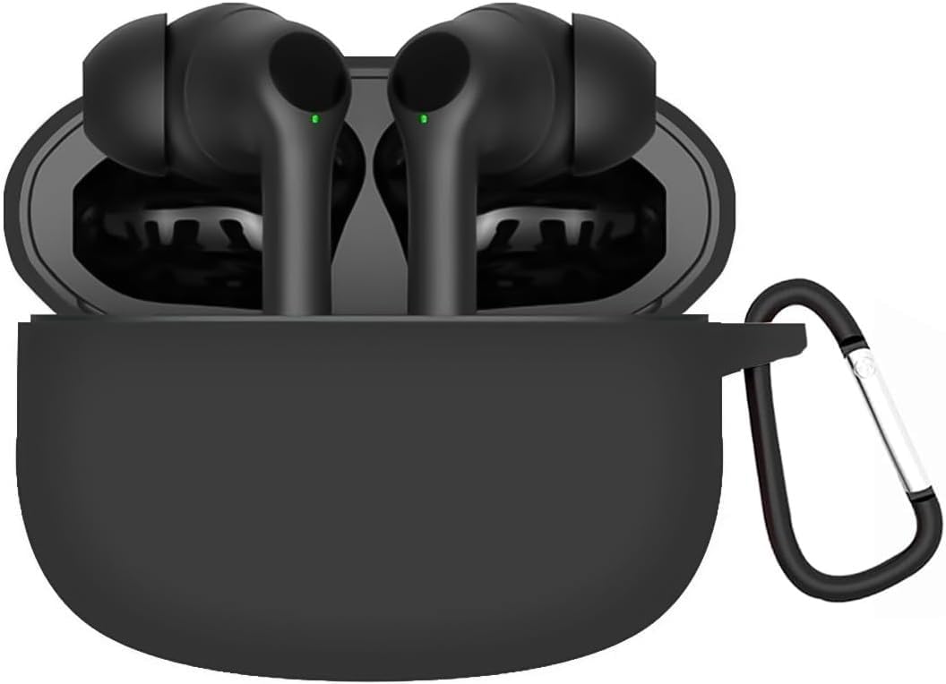 Dl3 Mobilak Silicone Case Compatible with Oraimo FreePods 3C Earbuds, Soft Silicone Protective Case Cover, Shockproof Sleeve with Carabiner For Oraimo FreePods 3C (A.Black)