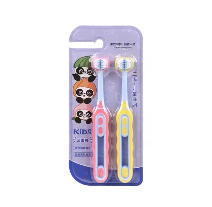 Three-Sided Soft Hair Toothbrush, Wrap-Around Design,Deeply and Thoroughly to Clean Teeth and Gums. Manual Toothbrush Suitable for Kids.(2PCS Random Color)