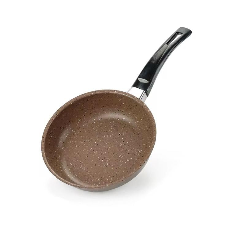 Granite Frying Pan with Wooden Handle, Eco Friendly Nonstick Frying Pan - Kitchen Cream Wok Pan (14cm - Granite)
