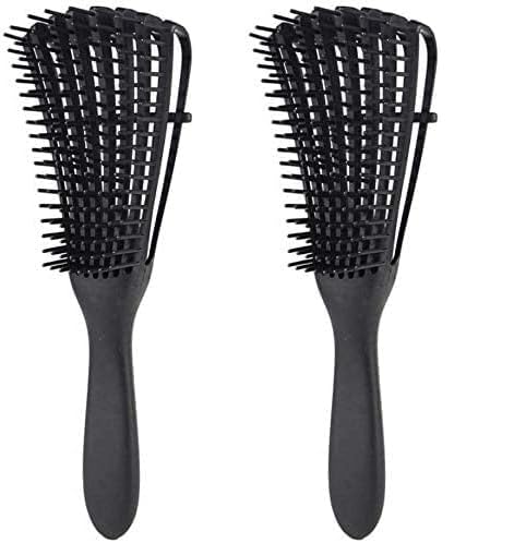MT Anti static detangling- hairbrush anti-knot massage detangler comb pain free hair brush straightener for women men and kid long thick curly - Black (1)