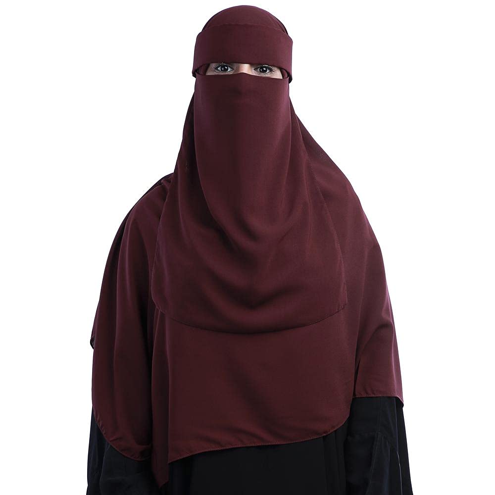 Islamic veil, two pieces Niqab and khemar-Wine