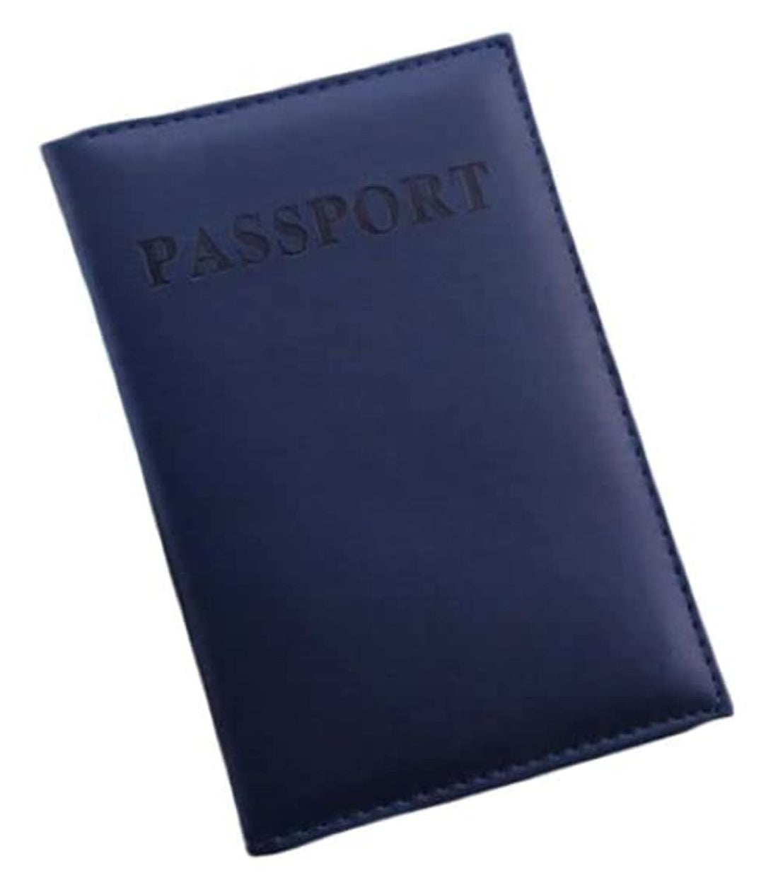 Travel Passport ID Card Cover Holder Case Faux Leather (Dark Blue)