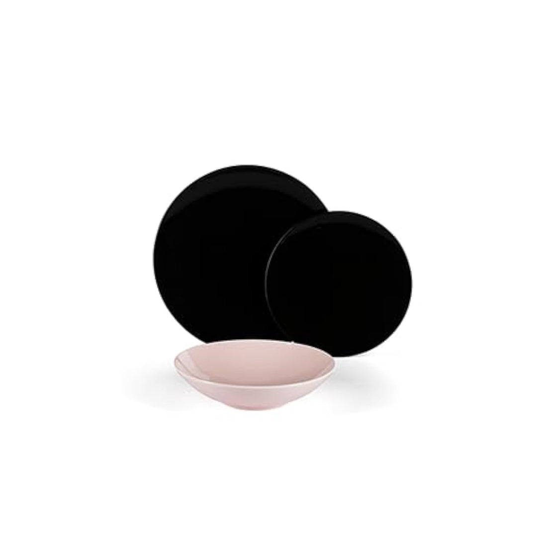 Lotus 1002035 Cup Colors Porcelain Dinner Set 18-Pieces, Black/Rose