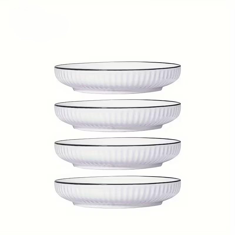 Next Store Round Tart Plate for Baking and Serving, Heat Resistant, Oven and Microwave Insert, Porcelain, 18 cm, White with Black Frame