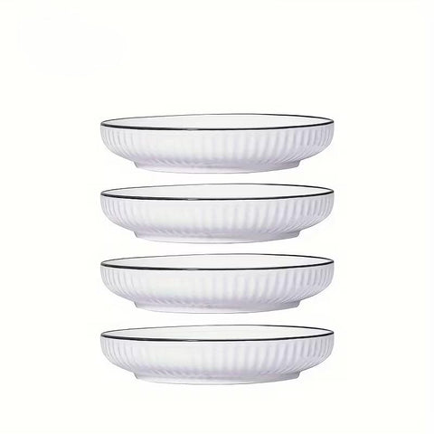 Next Store Round Tart Plate for Baking and Serving, Heat Resistant, Oven and Microwave Insert, Porcelain, 18 cm, White with Black Frame