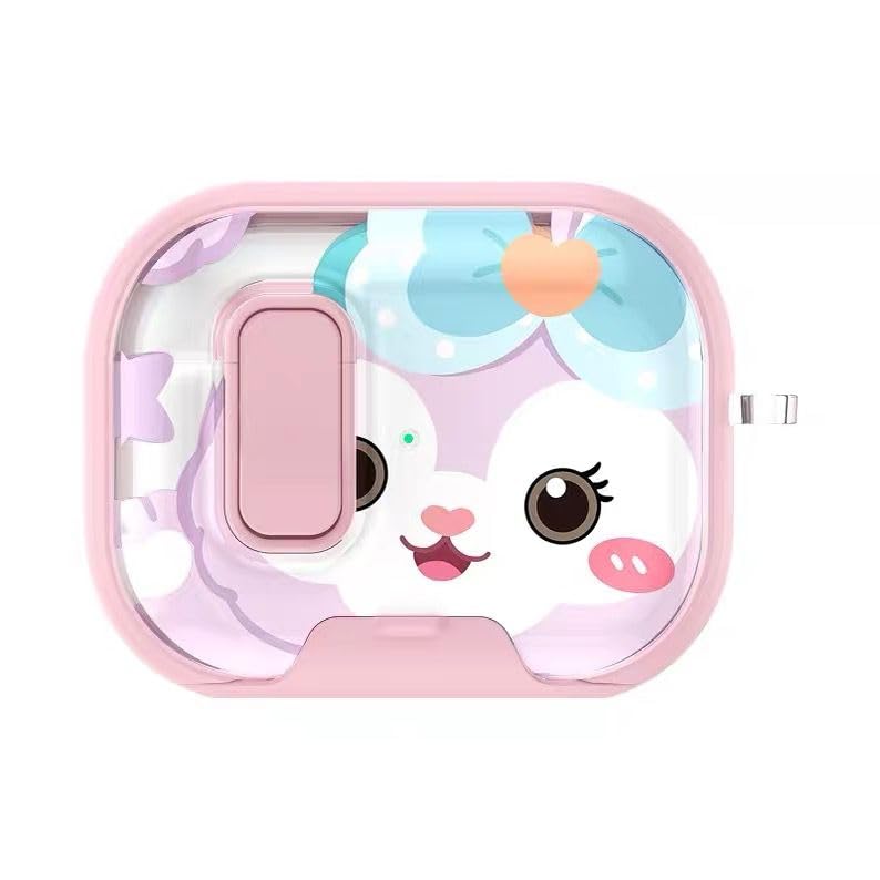 Fekra Cute Latch Painted All-inclusive Case For AirPods Pro 3 2025 Cover with Switch Safety Lock+Bottom Stand Bracket (cute cat, AirPods Pro 3)