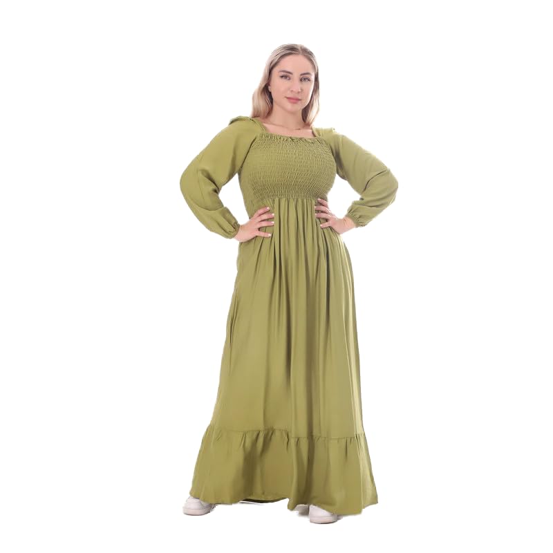 BEBO Women's Solid Long Sleeve Long Dress
