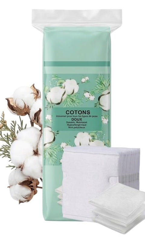 Premium Cotton squaer for Face - 100% Pure Cotton Face Pads in Re-closable Bag - Hypoallergenic, Lint-Free Makeup Remover Pads - Ideal for Facial Cleansing - 100 pcs