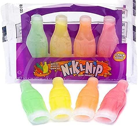 SUPPLIIONLINE -Nik-L-Nip Original Juice in Wax Bottles-Wax Candy Bottles With Juice-Candies for Kids-These little mini drinks are filled with tasty liquid candy- Old School 90's Chewy Wax Candy Drinks