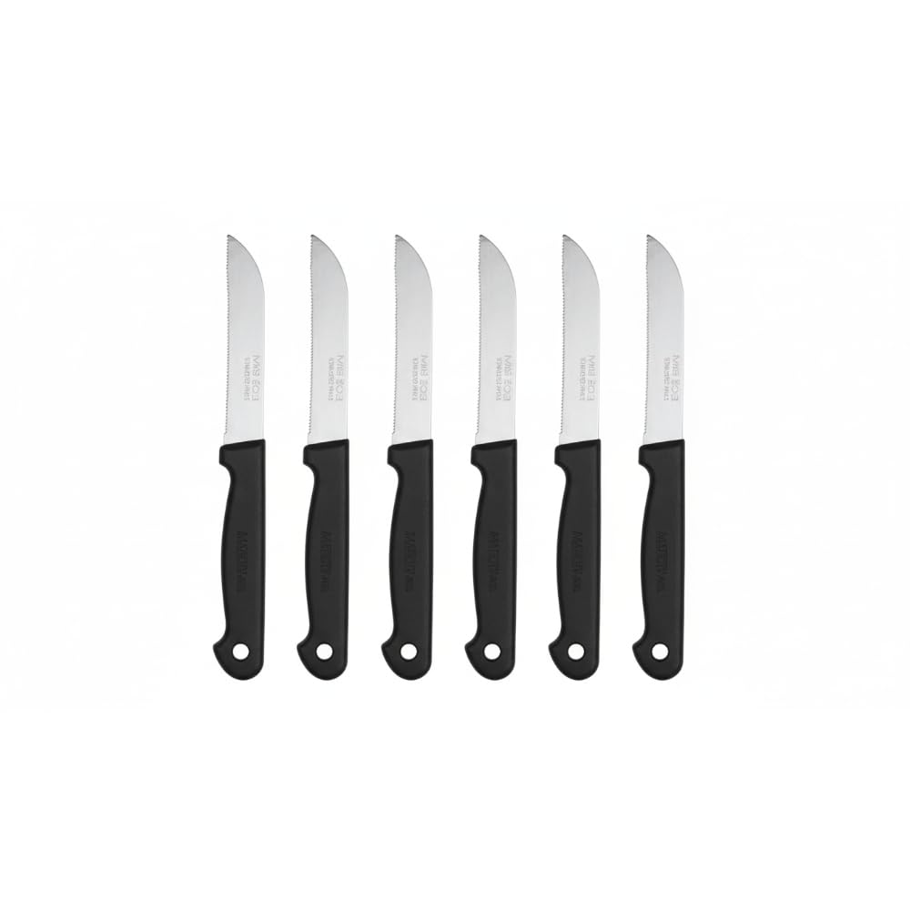 Marob by Marietti Utility Knife Set – 6-Piece BLACK – 8.5 cm Serrated Blades -Ideal for Various Foods– Rust-Resistant & Eco-Friendly – Made in Italy