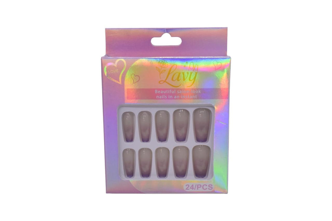 Lavy Coffin Shape with Ombre Press-On Mink Nails 24-Piece Set - Multicolor