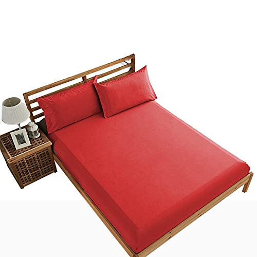 tigers trade lines Single Size, Cotton,Solid Pattern, Red - Fitted Sheets , 2724961134847
