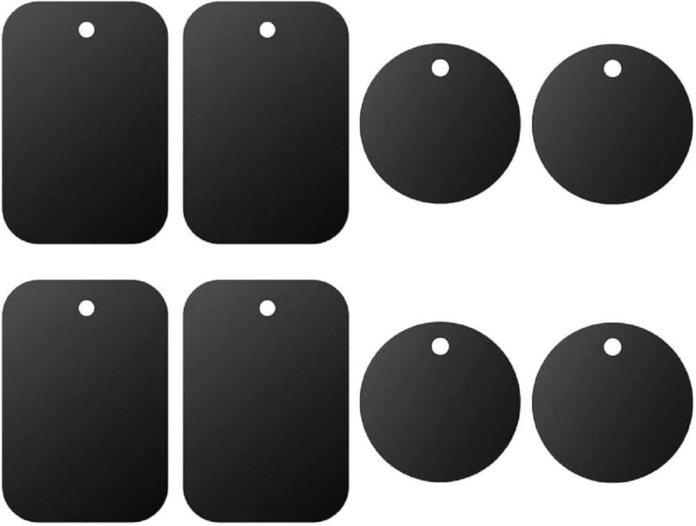 GQ Universal Metal Plate 8 Pack for Magnetic Phone Car Mount Holder Cradle with Adhesive (Compatible with Magnetic Mounts) (4 Rectangle and 4 Round)