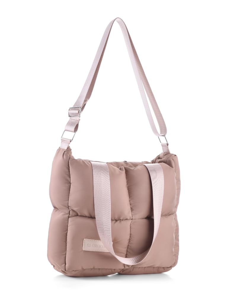 BS Collection Women's Waterproof Soft Quilted Crossbody & Shoulder Bag, Coffee