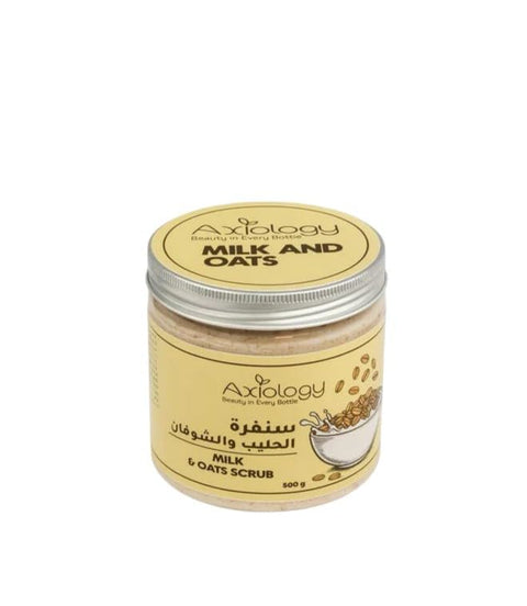 Axiology Milk and Oats Scrub, Exfoliating Body Scrub, Nourishing with Milk and Oats, Soothing Formula for Soft and Radiant Skin, 500g