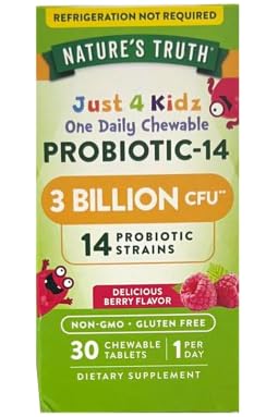 Premium Vital Just 4 Kidz Chewable Probiotic-14-3 Billion CFU - 30 Chewables - with Practical Pill Box - Kids Gut & Immune Rhythm Matrix - Tummy Shield - Non-GMO - Pure Bio-Integrity
