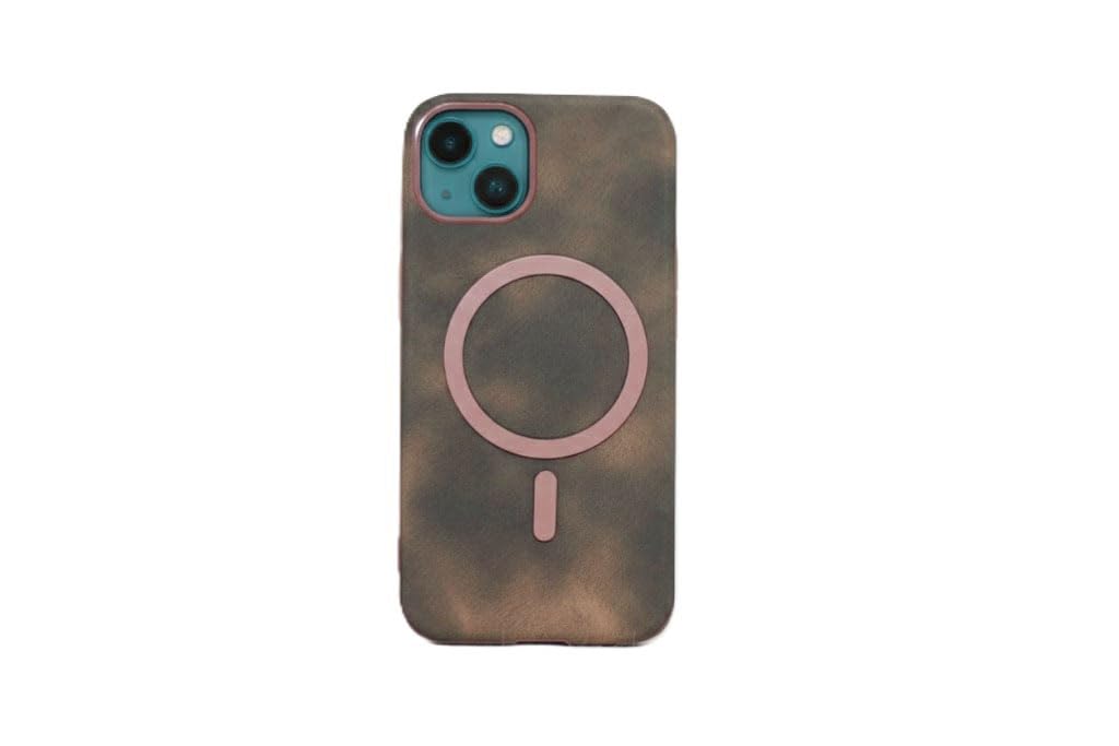 Back Cover Premium Leather With Stunning Color Design and Stylish Metal camera frame, Compatible With Magnatc Technology For IPhone 15 (Brown)