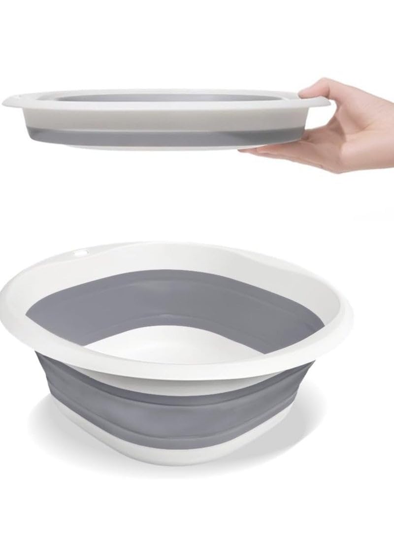 Plan A Foldable Washing Basin, Multifunctional Washing Basin for Washing Dishes, Vegetables, Fruits, Suitable for Washing Clothes or Feet Ideal for Home Use and Camping, 5.5L (grey)
