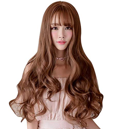 ECIF Wig Female Long Roll Big Wave Korean Air Bangs Headgear