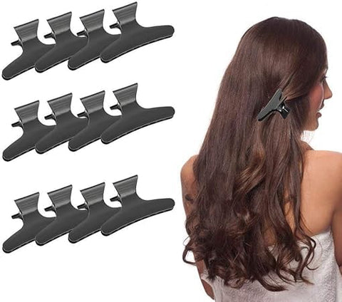 12 Pieces Black Butterfly Hair Clips, Non-Slip Claw Clips, Hair Styling Accessories for Women