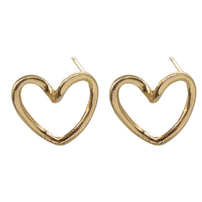 Stainless Steel Organic Heart Stud Earring for Women – Gold