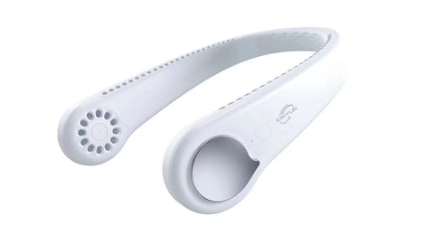 KIHYUN - Portable Neck Fan, 3 Speeds Rechargeable Lazy Neckband Fan, Personal Bladeless Battery Operated Fan with 48 Air Outlet, Wearable Mini Hanging Neck Fan for Sports, Travel, Outdoor (White)