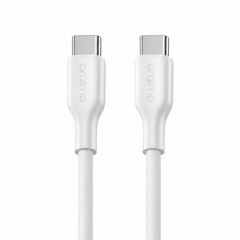 oraimo SuperFast USB-C to USB-C Charging Cable – OCD-1525CC – 1 METER – 5A / 100W POWER DELIVERY – PREMIUM DURABLE DESIGN – WHITE
