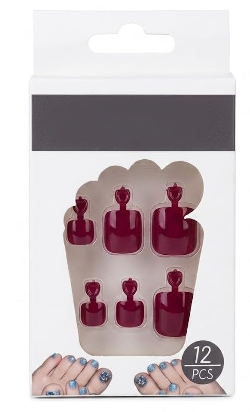 12pc foot Toenail False Nails Full Cover Artificial Natural Square Toe Nails Acrylic Nail Tips 10 Size French Style for Women Girls Salon Nail Art DIY (B)