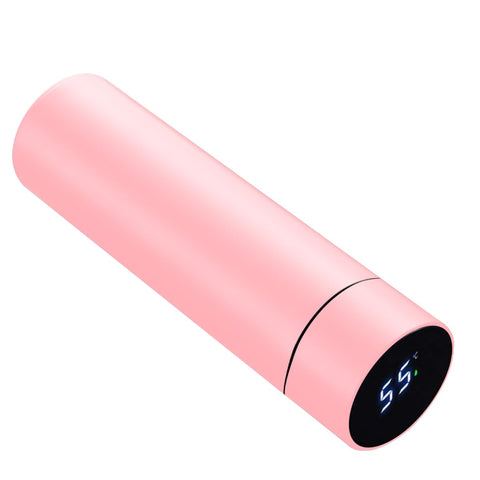 Smart Water Bottle Stainless Steel Thermos Flask Travel Mug with Smart LCD Touch Screen Keep Hot or Cold Car Portable Tea Coffee Vacuum Insulation Double Walls(Pink)