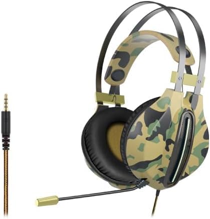 Ovleng GP20M 3.5mm Wired Over-Ear Gaming Headset with Rotation Microphone, Camouflage Design, Compatible with PC, Mac & Consoles - Desert Yellow