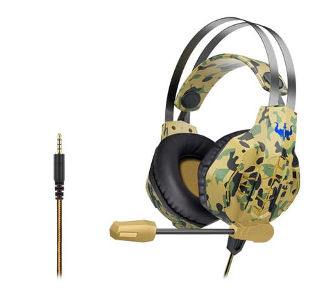 Ovleng GP30M 3.5mm Wired Over-Ear Gaming Headset with Rotation Microphone, Camouflage Design, Accurate Sound, Compatible with PC, Mac & Consoles - Desert Yellow