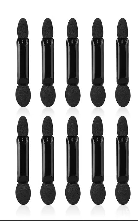 Eyeshadow Brush, 10 Pieces Sponge Eyeshadow Brush, Double-Sided Colour, 5.5 cm Disposable Applicator, Black