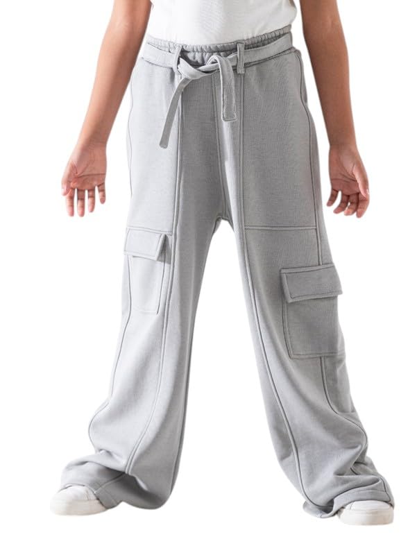Unisex Cargo Jogger Pants Soft Cotton Blend Sweatpants with Pockets and Tie Waist