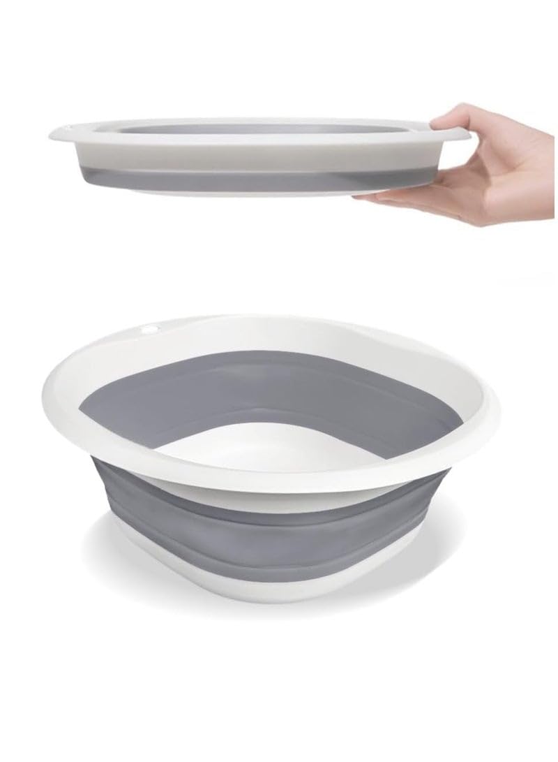 Plan A Collapsible Washing Basin, Multifunctional Washing Basin for Washing Dishes, Vegetables, Fruits, Washing Clothes or Feet Ideal for Home Use and Camping, 5.5L (Light Blue)