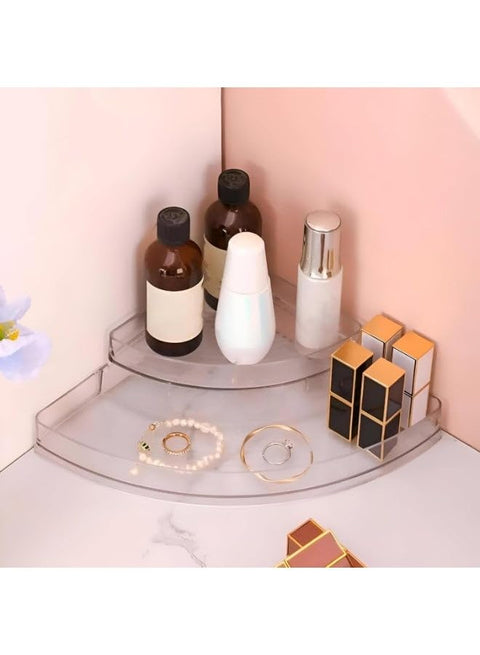 Acrylic Corner Shelf - Chic 3-Tier Organizer for Jars, Spices, Perfumes, and Makeup. Large Size, High-Quality Imported Product for Storing Cosmetics & Cooking Supplies