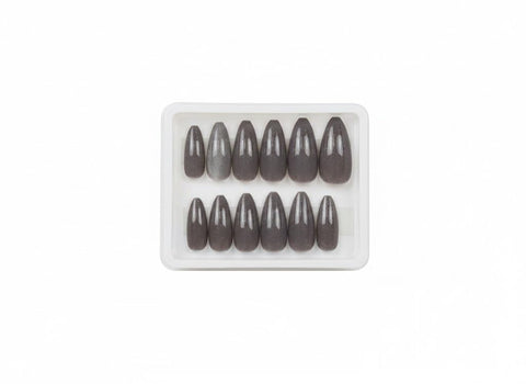 Press on Nails Medium Length Fashion Easy to Apply Perfect for Party with Double Sided Adhesive Sheet Pack of 12 (Anthracite)
