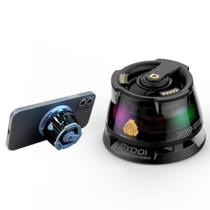 DY100 Mini Magnetic Wireless Bluetooth Speaker, Rechargeable/RGB LED Light/Portable/Mobile Phone Holder for All Bluetooth Enebled Devices.(Multicolor) (Purple)