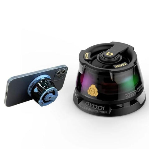 DY100 Mini Magnetic Wireless Bluetooth Speaker, Rechargeable/RGB LED Light/Portable/Mobile Phone Holder for All Bluetooth Enebled Devices.(Multicolor) (Purple)