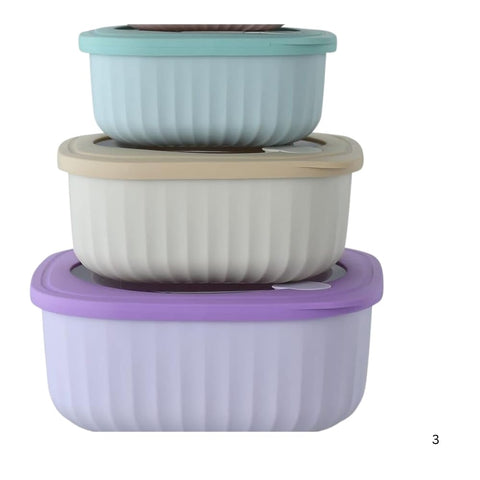 3 Pieces Food Storage Containers with Lids Plastic BPA-Free Mixing Bowl with Lids Prep & Serve Bowl Set Nesting Storage Food Container Dishwasher Freezer Microwave Safe
