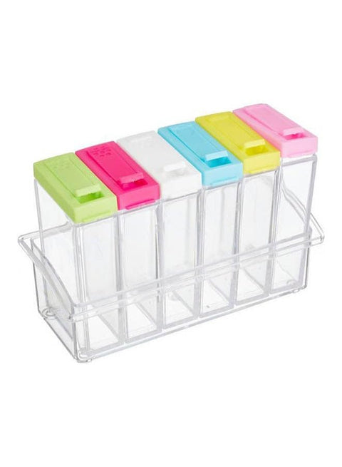Spice Jars Set With Cover 6 Pieces Multicolour