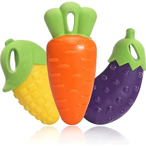 BLACKDOG Attractive Squeaky Puppies Toys Chew Dog Toys for Teething Suitable for Adult, Small, Puppy & Medium Puppies Toys Combo Pack Veg-3pcs