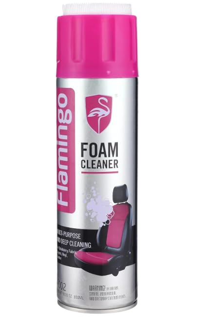 Flamingo Foam Cleaner 650ml – Multi-Purpose Car Interior Cleaner for Fabric, Carpet, Leather & Shoes – Deep Cleaning Spray for Seats, Vinyl & Mats (منظف فرش)