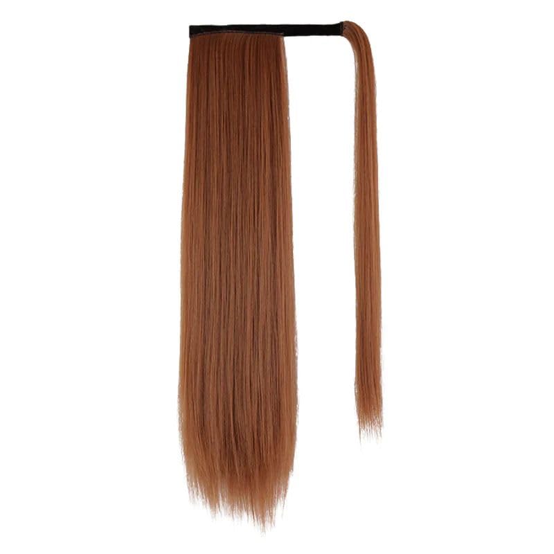 Long Synthetic Ponytail Extension Clip in Ponytail with Clip in Multicolor (Black, Brown, Blonde) Heat Resistant, Easy Installation, Natural Looking (Brown Mix Maroon)