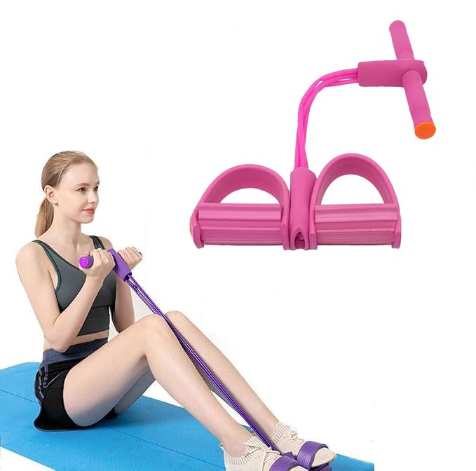 QSHOP®Home Use Fitness Resistance Bands, 4-Tube Natural Latex Sit-up Pull Up Bands for Abdomen, Bodybuilding, Arm, Stretching, Slimming Yoga Exercise