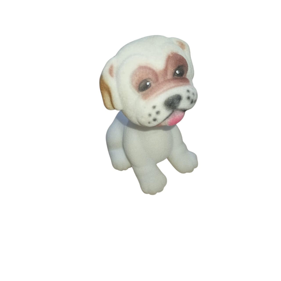 Realistic Small Bulldog Doll White Brown Soft Material Car Desk Decoration with Rocking Head Zipper