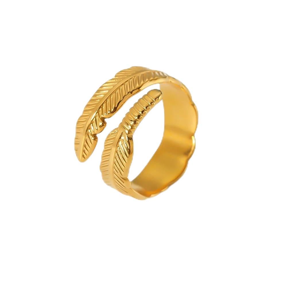 Trendy Unique Design Irregular Gold Color Feather Gometry Rings Women's Fashion Wedding Party Wedding Fashion Gift