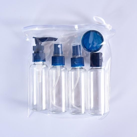 Travel Bottles Toiletries Set of 5 Empty Refillable Plastic Bottles Leak Proof Travel Size for Shampoo Conditioner Cosmetics Shower Gel - Multicolor
