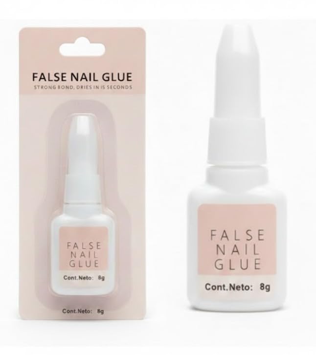 Nail GEL Glue press on nail glue with brush for nail tips Strong Adhesive for Acrylic Nails Brush on nail tips Extension Glue Long-Lasting Quick-Drying Glue-8G-pink cover