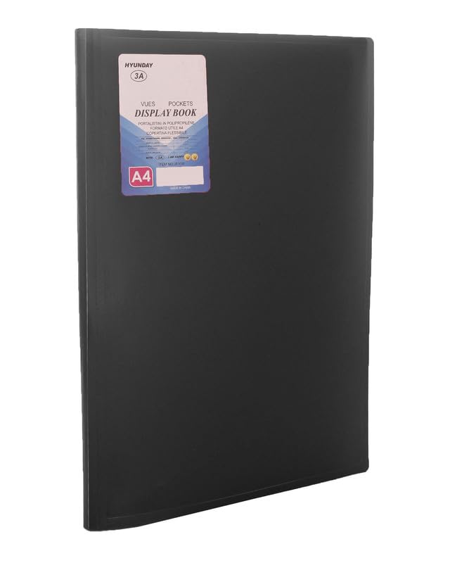 3A JS30R Plastic Document Book 30 Pockets A4 Size 60 Sheets - Black