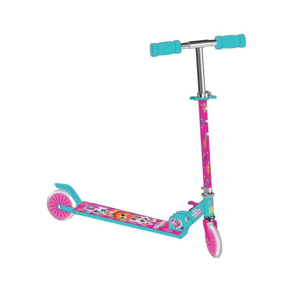 Rainbocorns Kids Scooter, Pink and Turquoise, 2-Wheel Kick Scooter with Adjustable T-Bar Handle, Character Design for Children